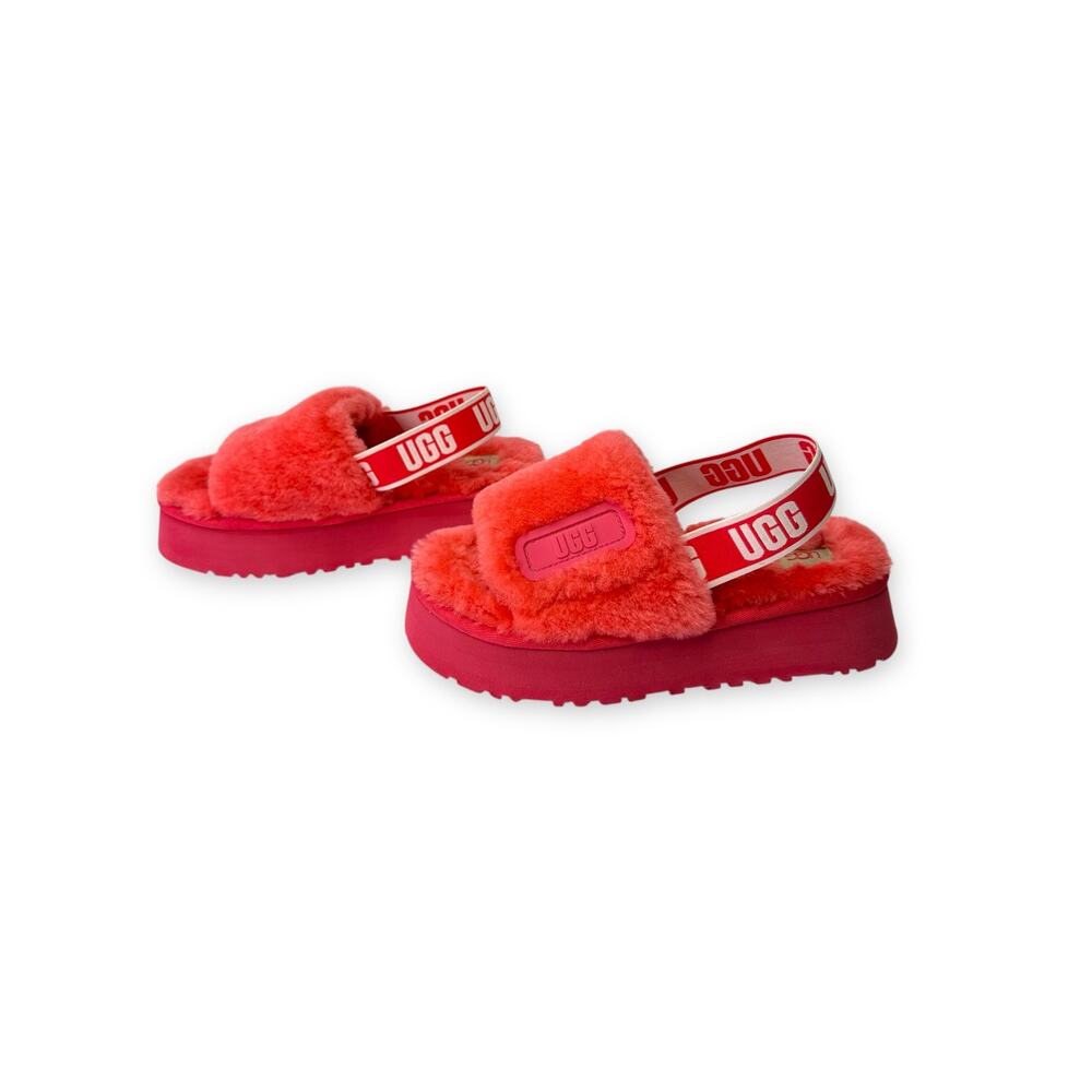 Ugg Women's Disco Slide Sandal Size 8 Pink Slingback Sherpa Sheepskin Platform - Picture 7 of 12